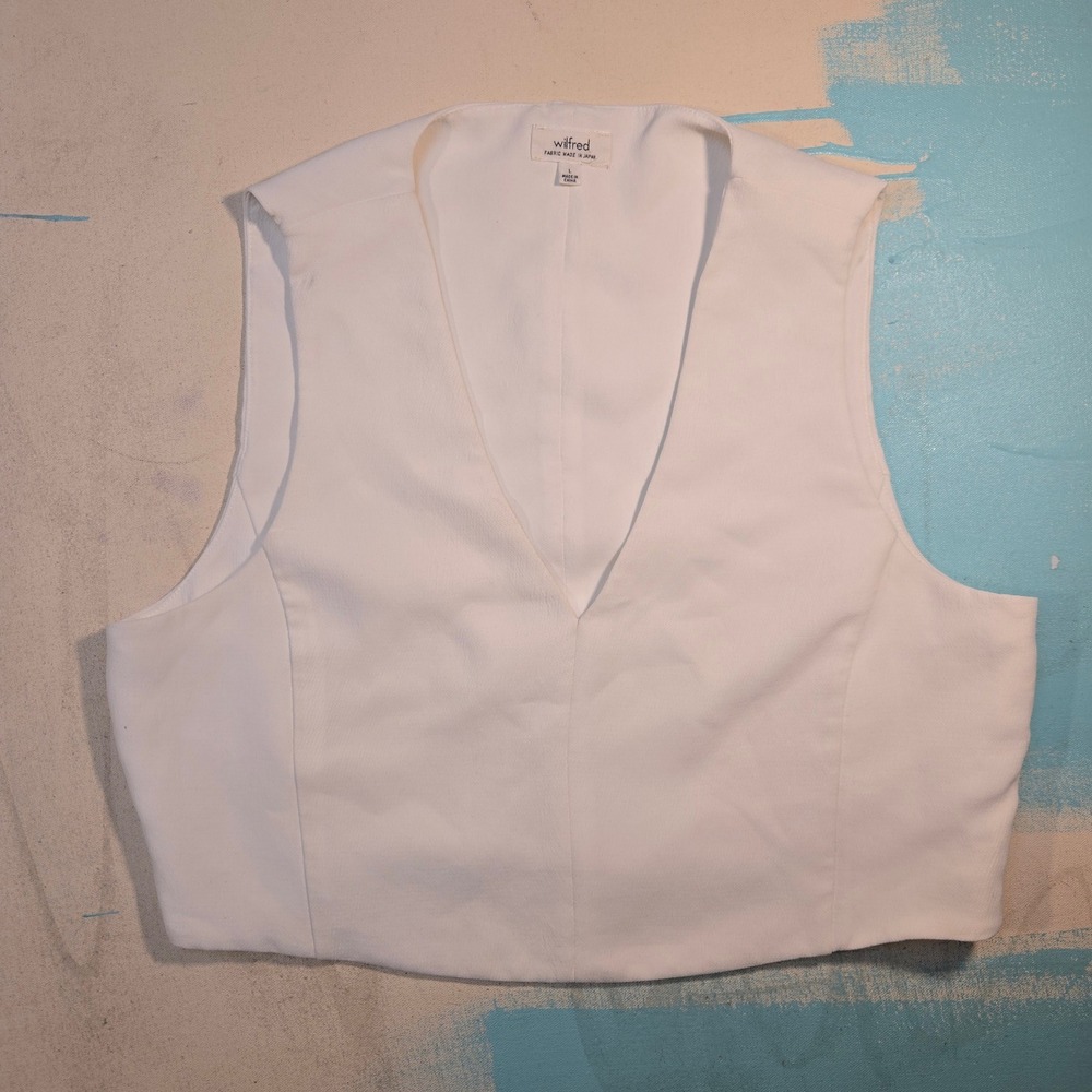 Wilfred L Aritzia Vest Top White Deep V Side Zip 19x17" Blouse Japan Fabric Crop